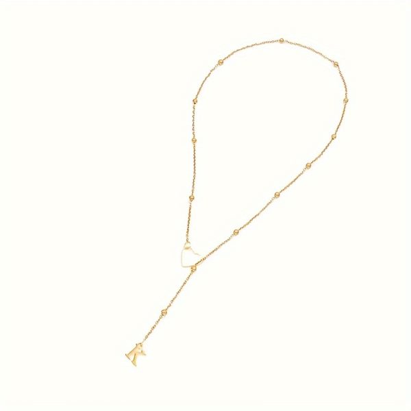 18K Gold Plated Y-Necklace with Heart and Initial Pendant - Stainless Steel Elegant Sexy Alphabet Letter Charm Long Lariat Necklace for Women, Perfect for Daily and Party Occasions, No Stone Setting - Pack of 1 - Image 2