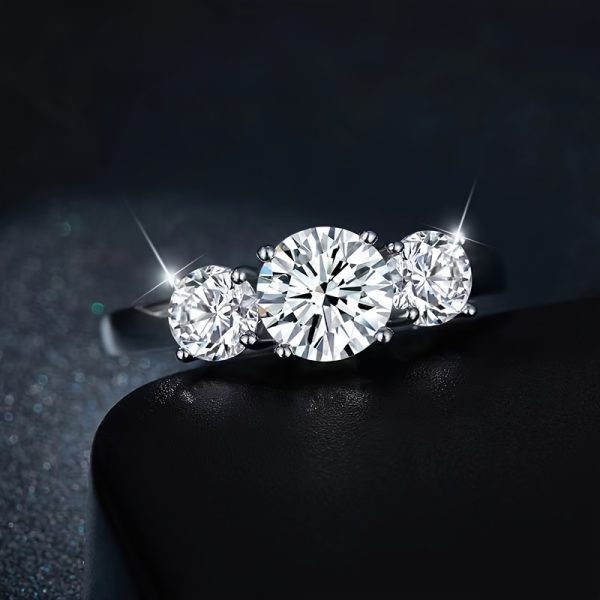 2u002F4 Carat Moissanite Solitaire Promise Ring - 925 Sterling Silver Wedding Band with High-Quality Craftsmanship and Sparkling Brilliance - Romantic Christmas Gift for Her with Luxurious Gift Box - Image 2