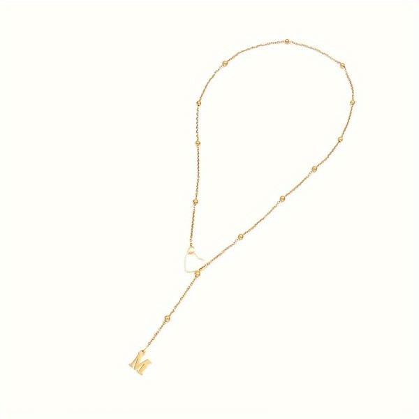18K Gold Plated Y-Necklace with Heart and Initial Pendant - Stainless Steel Elegant Sexy Alphabet Letter Charm Long Lariat Necklace for Women, Perfect for Daily and Party Occasions, No Stone Setting - Pack of 1 - Image 17
