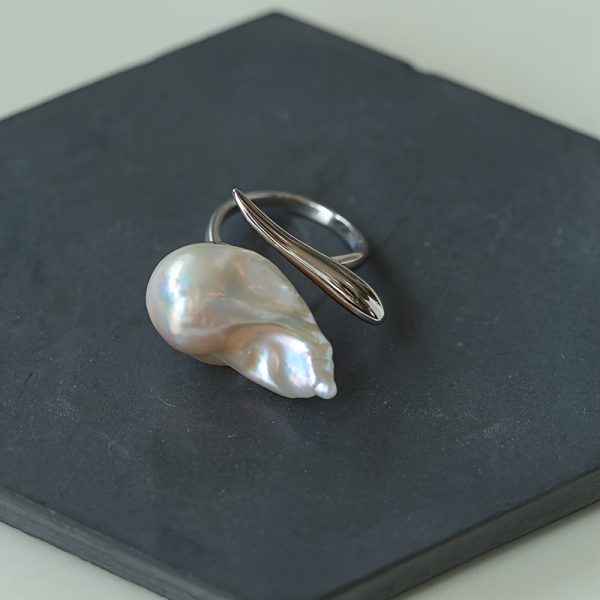 Elegant Adjustable Baroque Freshwater Pearl Ring for Women - Unique Mixed Color 925 Sterling Silver Statement Ring with 18K Golden Plating, Personality Theme, Suitable for Ages 15+, Gift Box Included - Image 8