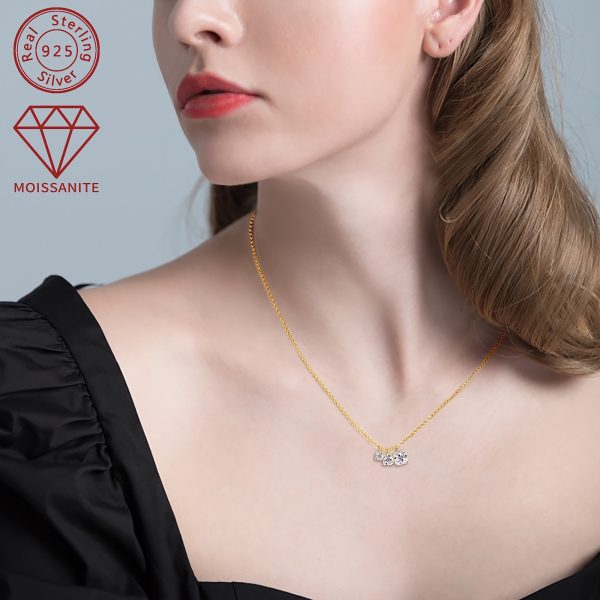 ??Silver weight 3.89g, Moissanite 5mm&4mm&3mm*1 each, total carat 0.9ct??1 Moissanite necklace 925 silvery ladies fashion 3 Moissanite pendant necklace 925 pure silvery jewelry chain length 45+1.97inch - Image 7