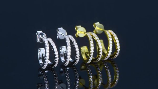 925 Sterling Silver Hoop Earrings with Synthetic Moissanite, 1.4mm 0.5ct*2pcs, Classic Split-Shank Design, 14K Gold Plated, April Birthstone, Holiday Christmas Gift, Wedding & Vacation Accessory, 1 Pair - Image 10