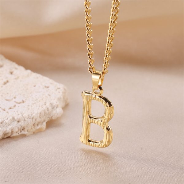 1pc Novel Trendy Stainless Steel Electroplated Golden English 26 Letters Fashion Pendant Necklace For Men And Women - Image 23