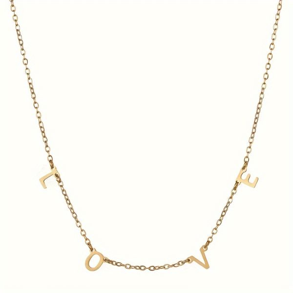 Unique Customizable Stainless Steel Name Pendant Necklace - Personalized Jewelry with English Letter, Golden DIY Initial, Ideal Gift for Women - Image 2