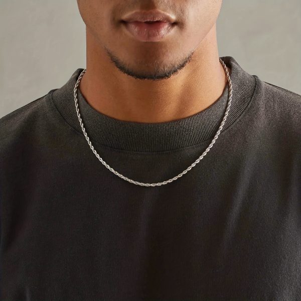 3mm Width Stainless Steel Rope Chain Necklace, Fashion Hip Hop Jewelry - Image 7