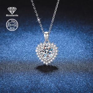 Elegant 2 Carat Moissanite Heart Pendant Necklace in 925 Sterling Silvery - Luxury Bridal & Engagement Jewelry, Perfect for Weddings, Proposals, Birthdays, Valentine's Day, Christmas, New Year, Teacher Appreciation Gifts