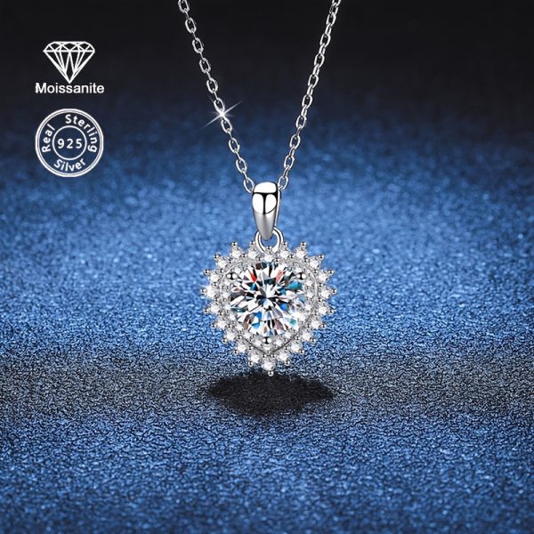 Elegant 2 Carat Moissanite Heart Pendant Necklace in 925 Sterling Silvery - Luxury Bridal & Engagement Jewelry, Perfect for Weddings, Proposals, Birthdays, Valentine's Day, Christmas, New Year, Teacher Appreciation Gifts