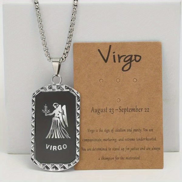 1pc Unique Zodiac Pendant Necklace - Laser-Engraved Double-Sided Stainless Steel Chain Necklace with 12 Zodiac Signs, Trendy Hip Hop Design, Perfect for Holiday Party, Father's Day Gift, Men's Accessories, and Birthday Present - Image 14