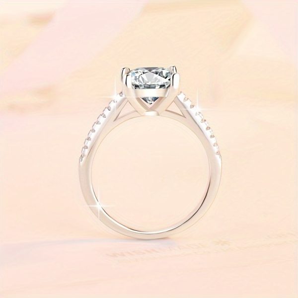 Fashionable Women's Ring - S925 Sterling Silver, Princess Cut 2 Carat Simulated Moissanite Stone With PT950 Plating - Image 5