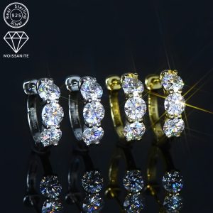 Elegant Classic Moissanite Stud Earrings, 14K Golden Plated, Synthetic April Birthstone, 925 Sterling Silver, 0.9ct Moissanite, 2.05g - Perfect for Daily Wear & Weddings, All Seasons Accessory