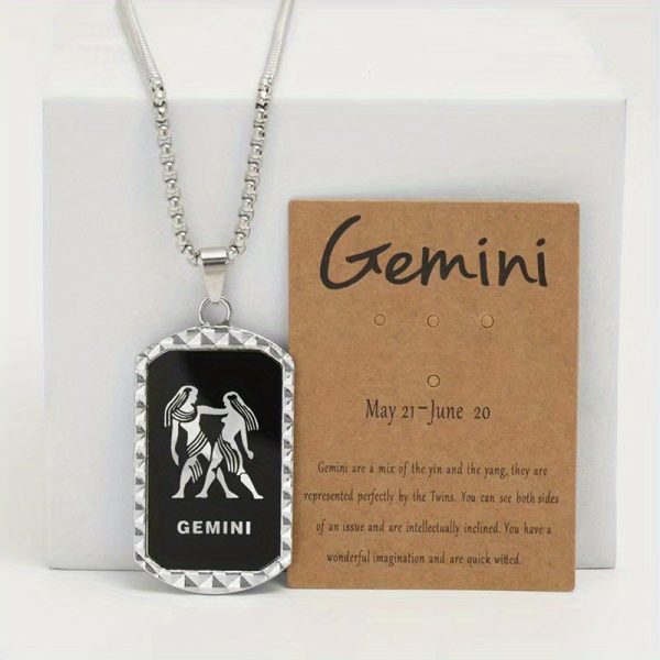1pc Unique Zodiac Pendant Necklace - Laser-Engraved Double-Sided Stainless Steel Chain Necklace with 12 Zodiac Signs, Trendy Hip Hop Design, Perfect for Holiday Party, Father's Day Gift, Men's Accessories, and Birthday Present - Image 8