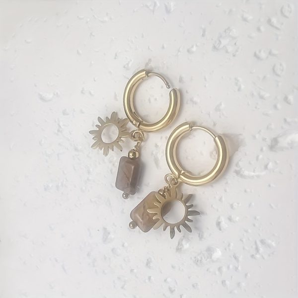 Unique Natural Stone Pendant - Drop & Dangle Earrings with Boho Elegant Design, Stainless Steel Jewelry, Trendy Gift for Women, Handcrafted Irregular Shape, Hypoallergenic, Nickel-Free, and Durable - Image 8