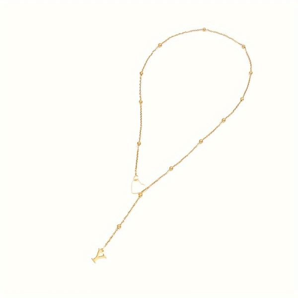 18K Gold Plated Y-Necklace with Heart and Initial Pendant - Stainless Steel Elegant Sexy Alphabet Letter Charm Long Lariat Necklace for Women, Perfect for Daily and Party Occasions, No Stone Setting - Pack of 1 - Image 25