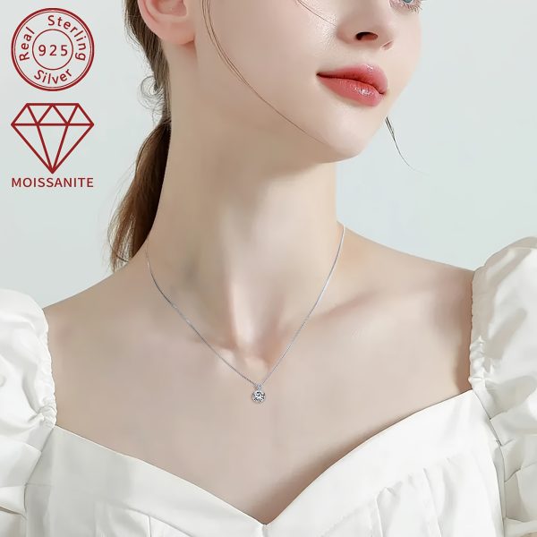 Elegant 14K Golden Plated Moissanite Pendant Necklace 2.1ct Total Synthetic Stones - 925 Sterling Silver Daily & Vacation Jewelry with April Birthstone, Christmas Holiday Theme, Adjustable Chain 45+1.97inch - Image 7