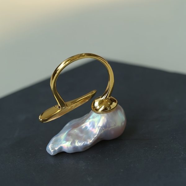 Elegant Adjustable Baroque Freshwater Pearl Ring for Women - Unique Mixed Color 925 Sterling Silver Statement Ring with 18K Golden Plating, Personality Theme, Suitable for Ages 15+, Gift Box Included - Image 7