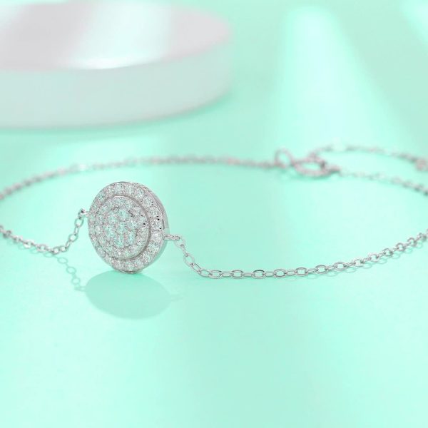 JIUZUAN Moissanite Diamond Round Link Bracelet, 0.36 CT Lab Grown Women's Sterling Silver Charm Bracelet With 7 Layers White Gold Plated Sparkling Bracelets Gifts For Women Mother - Image 8