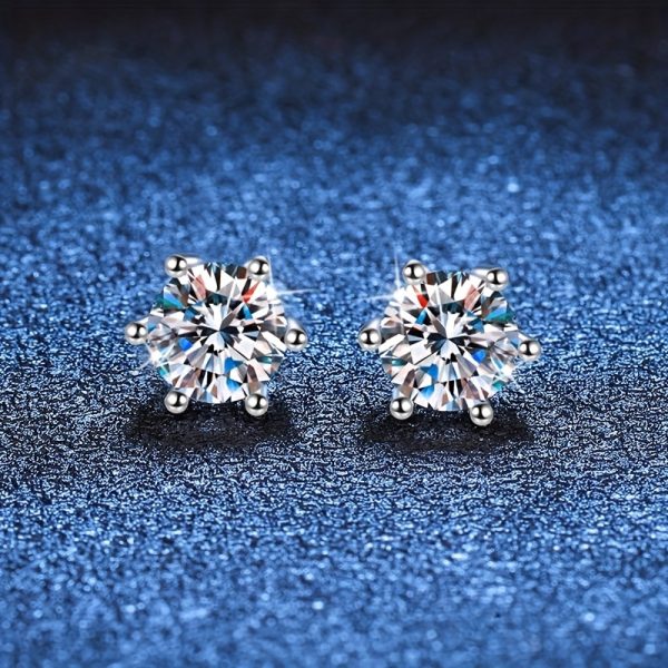AuraBling 1pair S925 Classic Moissanite Earrings, Stud Earrings - Image 3
