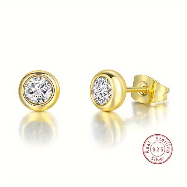 Luxurious Moissanite Inlaid 925 Sterling Silver Round Stud Earrings - Hypoallergenic, Delicate, Elegant, and Durable - Perfect for Sensitive Skin, Everyday Wear, and Special Occasions - Image 4