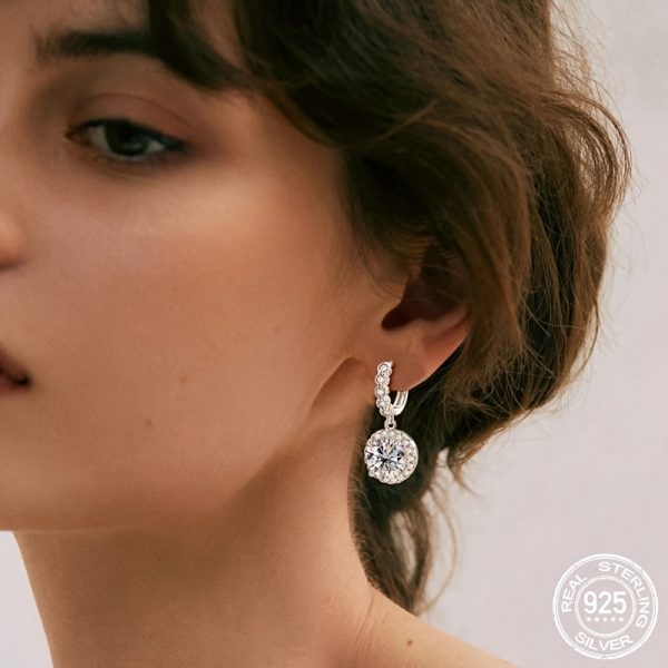 S925 Sterling Silver Earrings With 2ct+2ctu002F3ct+3ct Moissanite D Color VVS, 18K White Gold Plated, Elegant Bling Style, 0.18oz Weight, Card Included - Image 5