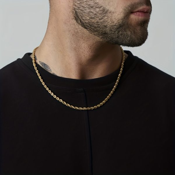 3mm Width Stainless Steel Rope Chain Necklace, Fashion Hip Hop Jewelry - Image 6