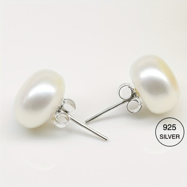 Luxurious Freshwater Pearl Earrings - 925 Sterling Silver, Simple yet Elegant Design, Hypoallergenic, Nickel-Free, Perfect for Daily Wear, Formal Occasions, and as a Timeless Gift for Women - Image 2