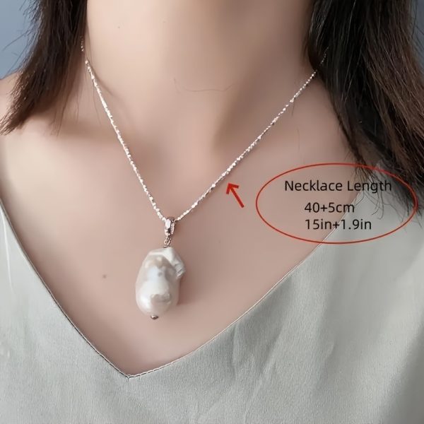 Elegant Baroque Freshwater Pearl Pendant Necklace for Women, 925 Sterling Silver Clasp, Versatile Detachable Design, Fashion Theme, Suitable for Ages 18+, Gift Box Included - Image 4
