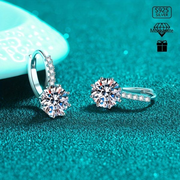 4 carat D color VVS1 moissanite diamond earrings flower design, fashion luxury style hoop earrings for engagement, wedding, bridal wear, valentine's day holiday party jewelry gifts - Image 4