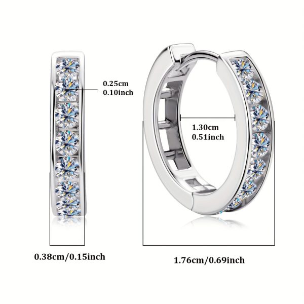 1 Pair Sparkling Moissanite Sterling Silver Huggie Hoop Earrings - 2.5mm Round Cut, S925 Hypoallergenic, Birthday Jewelry Gifts for Women - Elegant and Timeless Accessories - Image 6