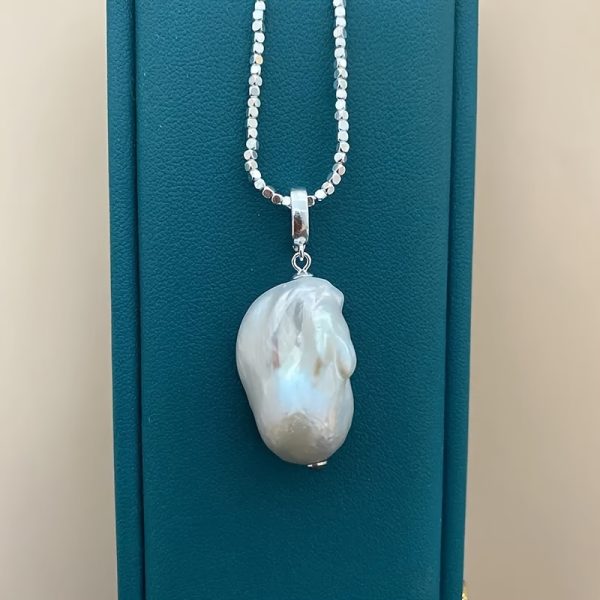 Elegant Baroque Freshwater Pearl Pendant Necklace for Women, 925 Sterling Silver Clasp, Versatile Detachable Design, Fashion Theme, Suitable for Ages 18+, Gift Box Included - Image 2
