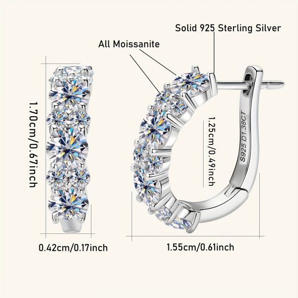 Elegant 14K Golden Plated 925 Sterling Silver Hoop Earrings with Synthetic Moissanite Stones, Luxury Round Cut April Birthstone Earrings, Perfect for Wedding and Christmas Holiday Season - Image 5