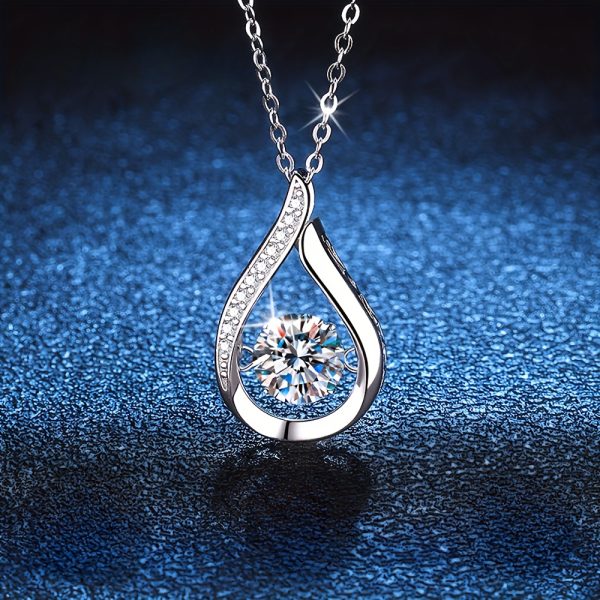 S925 Sterling Silver Water Drop Shape Pendant Necklace, Versatile Fashion Trendy Party Wedding Anniversary Gift - Image 2
