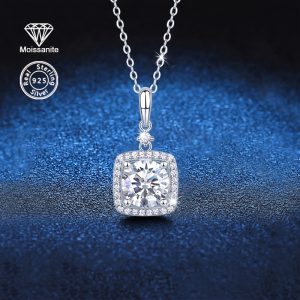 Elegant 2 Carat Moissanite Pendant Necklace in 925 Sterling Silvery - Perfect for Daily Wear, Parties, Valentine's, Christmas, Thanksgiving & Anniversary Gifts