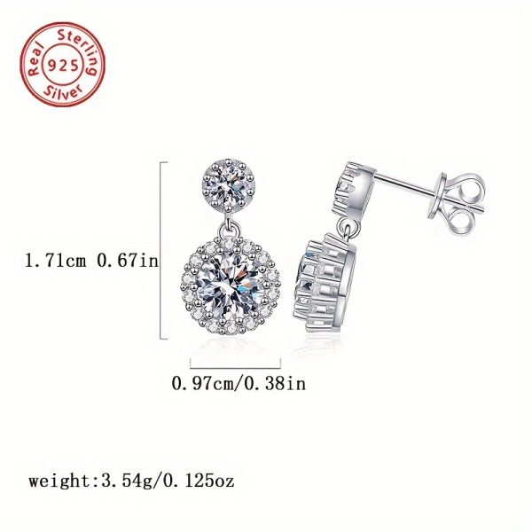 2 Carat Moissanite 925 Sterling Silver Stud Earrings for Women Elegant Party Wedding Prom Gift - Image 3