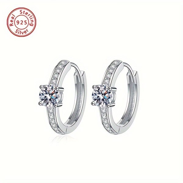 BLOVEMEE Elegant Moissanite Hoop Earrings, 925 Sterling Silver, Lightweight Daily Party Accessory for Women, Hypoallergenic Ear Needle, Versatile Japanese & Korean Style Jewelry, Ideal for Valentine's Day Gift - 2gu002F0.07oz - Image 2