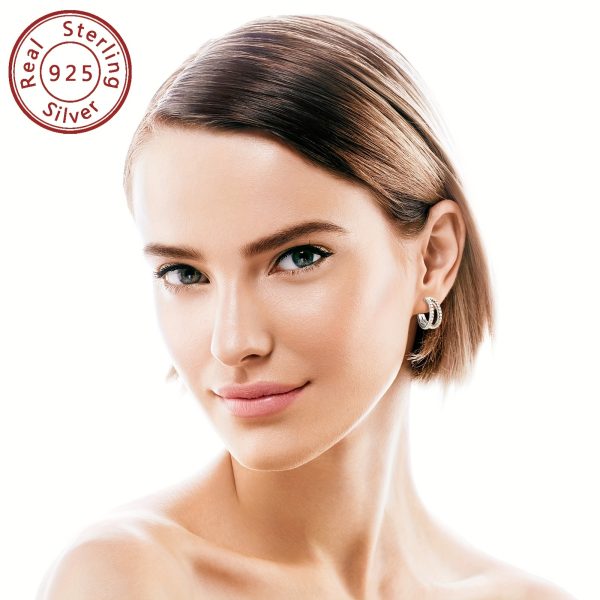 925 Sterling Silver Hoop Earrings with Synthetic Moissanite, 1.4mm 0.5ct*2pcs, Classic Split-Shank Design, 14K Gold Plated, April Birthstone, Holiday Christmas Gift, Wedding & Vacation Accessory, 1 Pair - Image 7