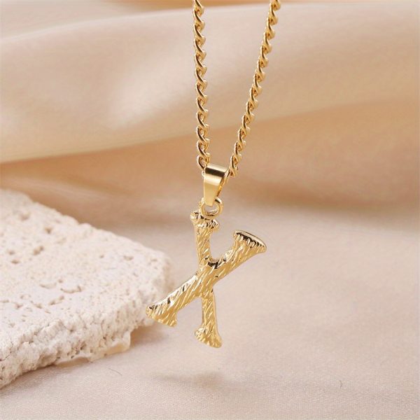 1pc Novel Trendy Stainless Steel Electroplated Golden English 26 Letters Fashion Pendant Necklace For Men And Women - Image 33