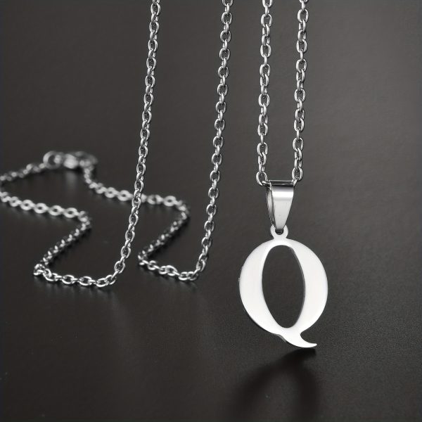 1pc Chic Stainless Steel Initial Pendant Necklace - Personalized Cool Design - Hypoallergenic Birthday Gift for Family & Teenagers - Image 29