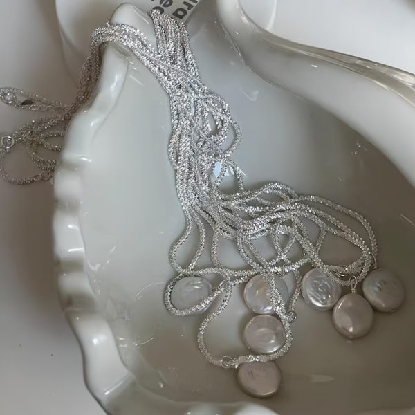 925 Sterling Silver Elegant Necklace with Natural White Pearl Pendant, Ideal Gift - Image 5