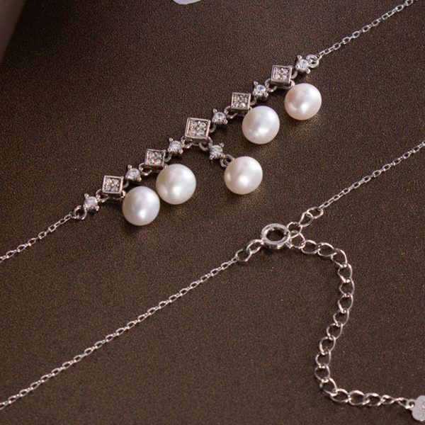 1pc Elegant S925 Sterling Silver Necklace with Freshwater Pearls, Luxurious Fashion Jewelry for Parties and Banquets, Ideal for Anniversary, Birthday, and Holiday Gifts - Image 5