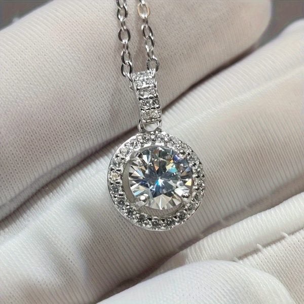 925 Silver High Quality 5 Carat Moissanite Diamond Necklace With Certificate VVS1-D Color, 3EX Perfect Cut Luxurious And Simple Design Daily Dress Up Gift Fashion Party Bachelorette Party Wedding Must Have Black Friday, Halloween, Christmas Gift - Image 6