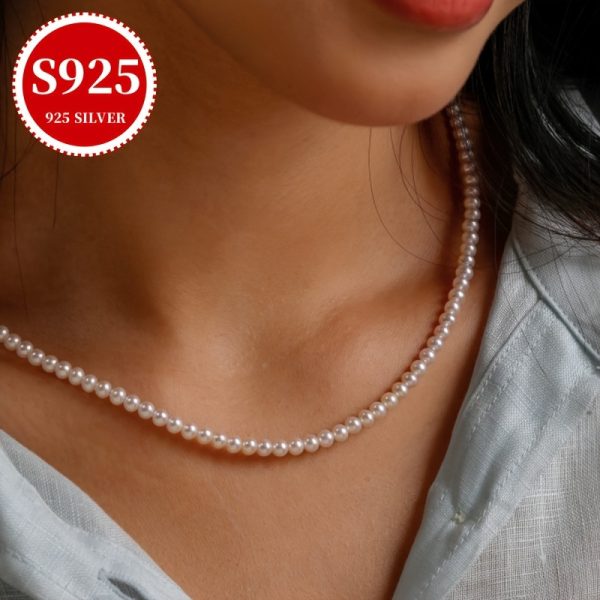 33gu002F1.16oz S925 Sterling Silver Freshwater Pearl Multi-Layered Necklace, Real Round Beads, Baroque Style, Vintage Luxurious, Daily Fashion Accessory, Perfect Gift With Anti-oxidation Box, Women's Elegant Jewelry For Valentine's & Mother's Day - Image 8