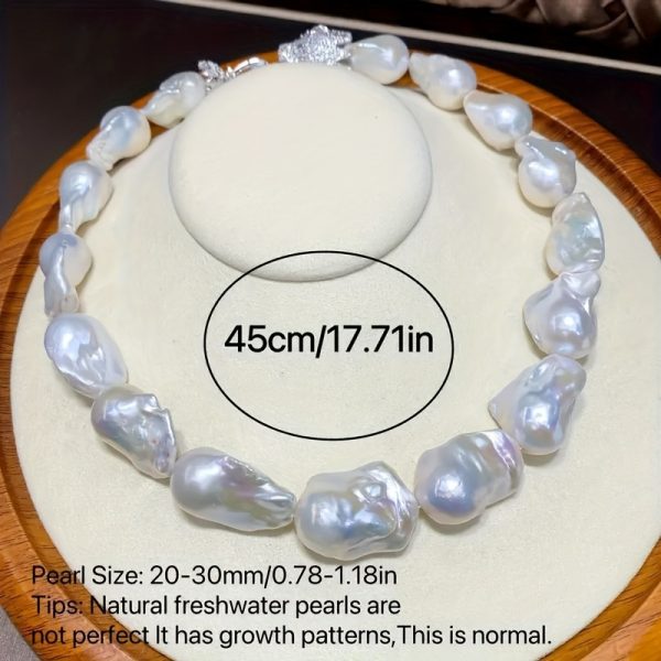 Elegant Baroque Freshwater Pearl Necklace for Women - Large Irregular Pearls, French-Inspired Personalized Collar Chain with Gift Box - Image 2