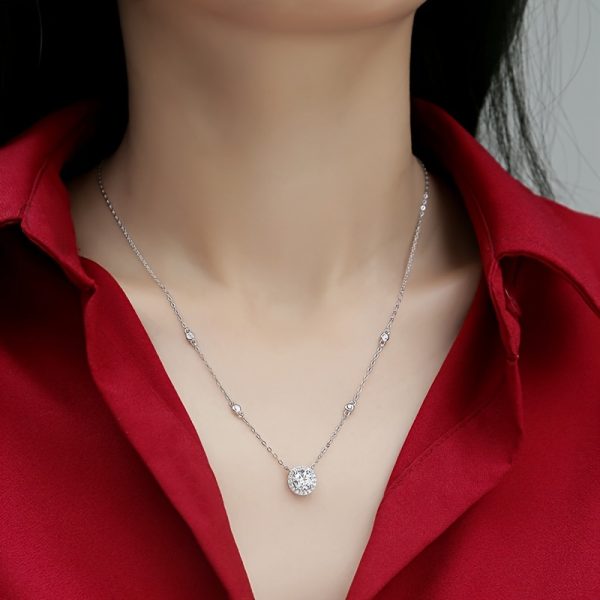 Dazzling 925 Sterling Silver Moissanite Clavicle Chain Necklace - Elegant Women's Jewelry for Everyday Wear - Simple, Sophisticated, and Sparkling Beauty - Image 6