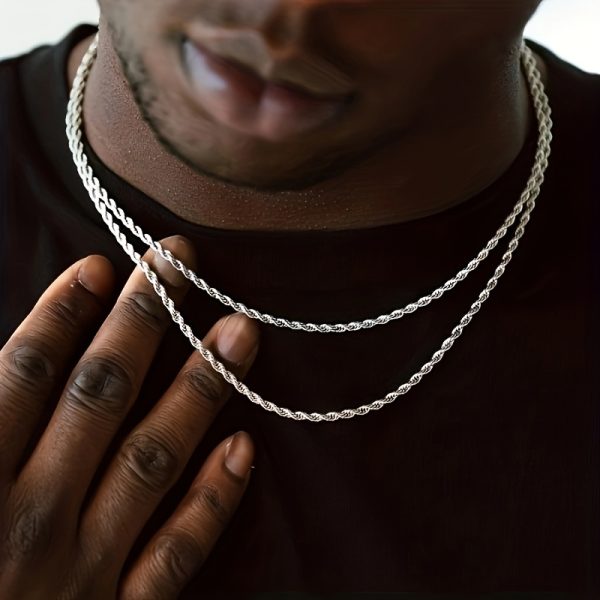 3mm Width Stainless Steel Rope Chain Necklace, Fashion Hip Hop Jewelry - Image 9