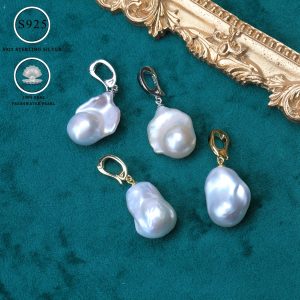 Vintage French-Style Baroque Freshwater Pearl Pendant Enhancer, Natural Stone, S925 Sterling Silver with Plating, Universal Clasp ?C Elegant Accessory for Daily Wear, Date Night, Gifting, Bridal Jewelry