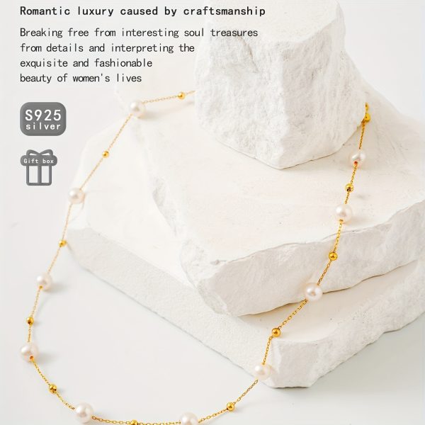 Luxurious Freshwater Pearl Necklace for Women - S925 Sterling Silver Chain with Gift Box, Perfect for Daily Wear, Banquets, Mother's Day Gift, and Commuting - Image 4
