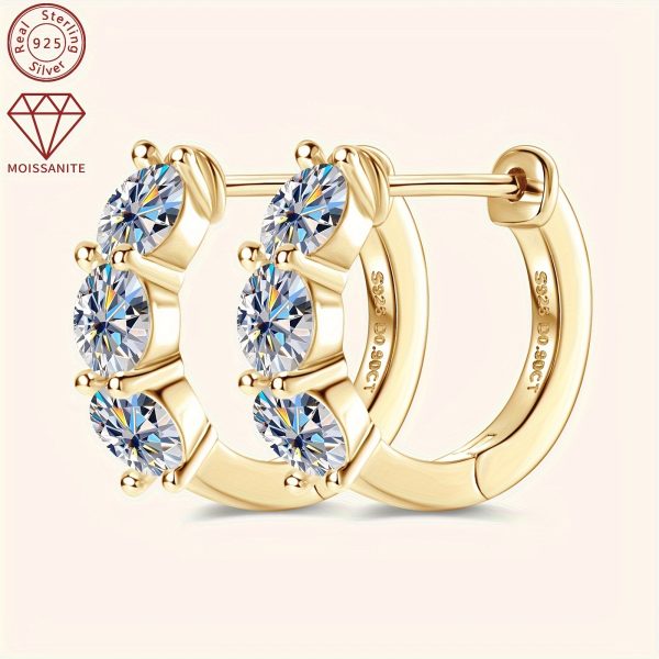 Elegant Classic Moissanite Stud Earrings, 14K Golden Plated, Synthetic April Birthstone, 925 Sterling Silver, 0.9ct Moissanite, 2.05g - Perfect for Daily Wear & Weddings, All Seasons Accessory - Image 11