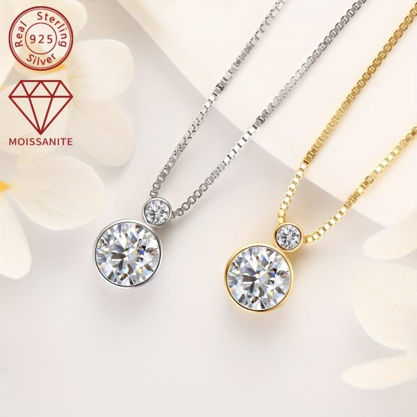Elegant 14K Golden Plated Moissanite Pendant Necklace 2.1ct Total Synthetic Stones - 925 Sterling Silver Daily & Vacation Jewelry with April Birthstone, Christmas Holiday Theme, Adjustable Chain 45+1.97inch - Image 4