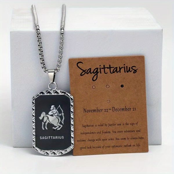 1pc Unique Zodiac Pendant Necklace - Laser-Engraved Double-Sided Stainless Steel Chain Necklace with 12 Zodiac Signs, Trendy Hip Hop Design, Perfect for Holiday Party, Father's Day Gift, Men's Accessories, and Birthday Present - Image 19