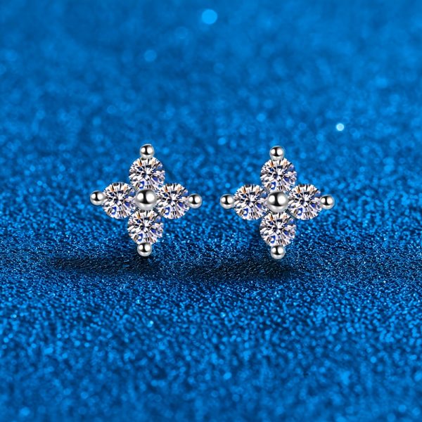 1 Pair of Exquisite S925 Sterling Silver Moissanite Geometric Stud Earrings - Hypoallergenic, Nickel-Free, and Durable - Comes with a Luxurious Gift Box for a Perfect Present - Image 3